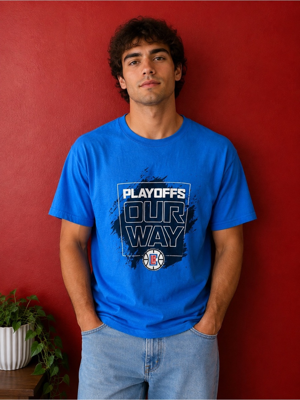 LA Clippers "Playoffs Our Way" T-Shirt Size XL Blue NBA Basketball
